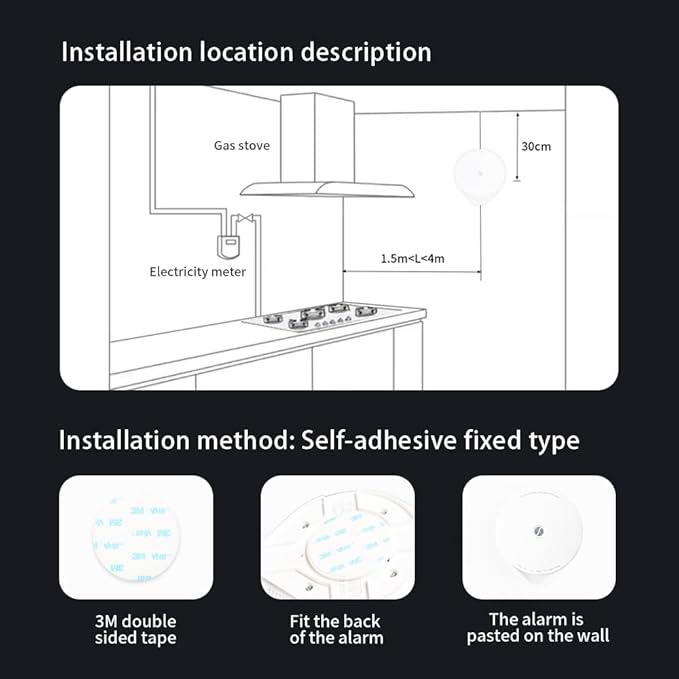 4-in-1 Carbon Monoxide Detector, Wireless Battery CO and Gas Alarm with Temperature and Humidity Monitors, No Plug Needed Portablhe CO Methane Gas Detector for Home, Kitchen and Bedroom