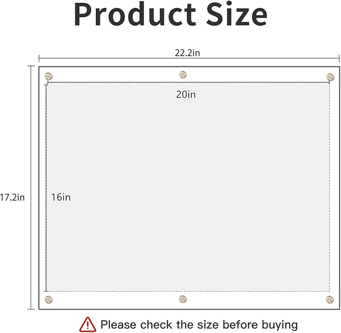 Kalami 16x20 Clear Acrylic Wall Mount Picture Frame Self Adhesive, No Drill Holes Floating Frameless Large Photo Frame for Paintings Portrait Landscape Poster or Other Artworks