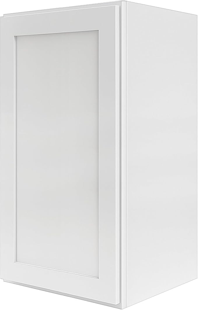 Wall Kitchen Cabinets, RTA Cabinets, White Shaker Cabinet, Wall Mounted, RTA Upper Cabinet, Modern for Kitchen and Bathroom with Door (White, 18" W x 42" H x 12" D)