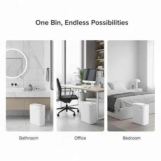 MUEE 3 Gallon Motion Senor Bathroom Trash Can with Lid, Automatic Trash Can Auto-Adsorption Touchless Garbage Can, Slim Small Trash Bin Waterproof Waste Basket for Toilet Bedroom Living Room Office RV