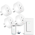 WiFi Smart Outlet Plug with Remote,GreenCycle 4 Electric Smart Plug with Remote,Compatible with Alexa and Google Home via Tuya,15A/1500W，Remote Control from Anywhere,TUV FCC List(2.4G)