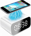 IHAO 7in1 Multifunctional Digital Alarm Clock with 15W Fast Wireless Charger Bluetooth Speaker LED Display Clock FM Radio TF Card, AUX Input, USB Port Dual Alarm for Bedroom and Office-BT510 White