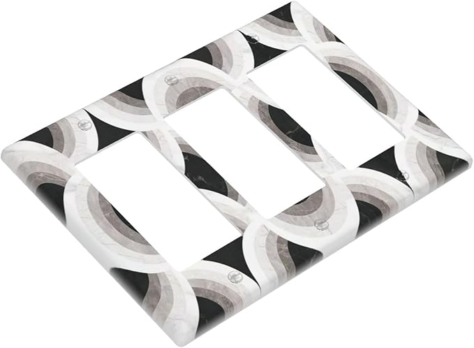 Bvtewkhz Black/White Art Marble 3 Gang Triple Rocker Decorative Light Switch Covers Electrical Faceplate Switch Plates for Bathroom Kitchen Home
