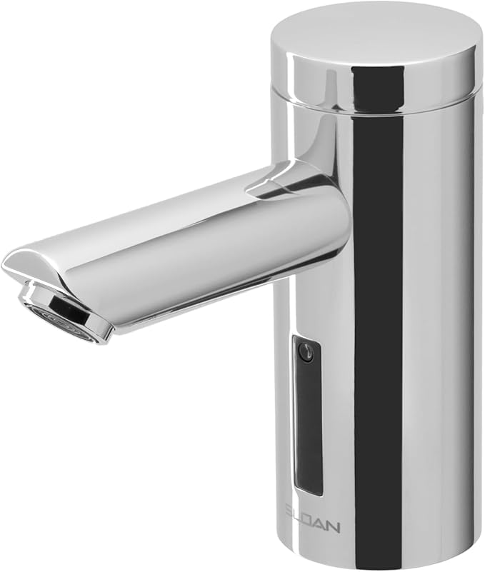 Sloan Optima EAF-200 Sensor Activated Touch-Free Faucet, Commercial Grade w/Mounting Hardware - 0.5 GPM Bluetooth Plug Adapter Hardwired Deck-Mounted Mid Body, Polished Chrome Finish, 3335050