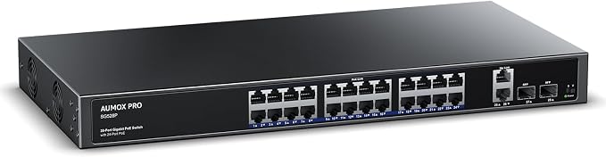 24 Port Gigabit PoE Switch, AUMOX PRO 28 Port PoE by AUMOXPRO