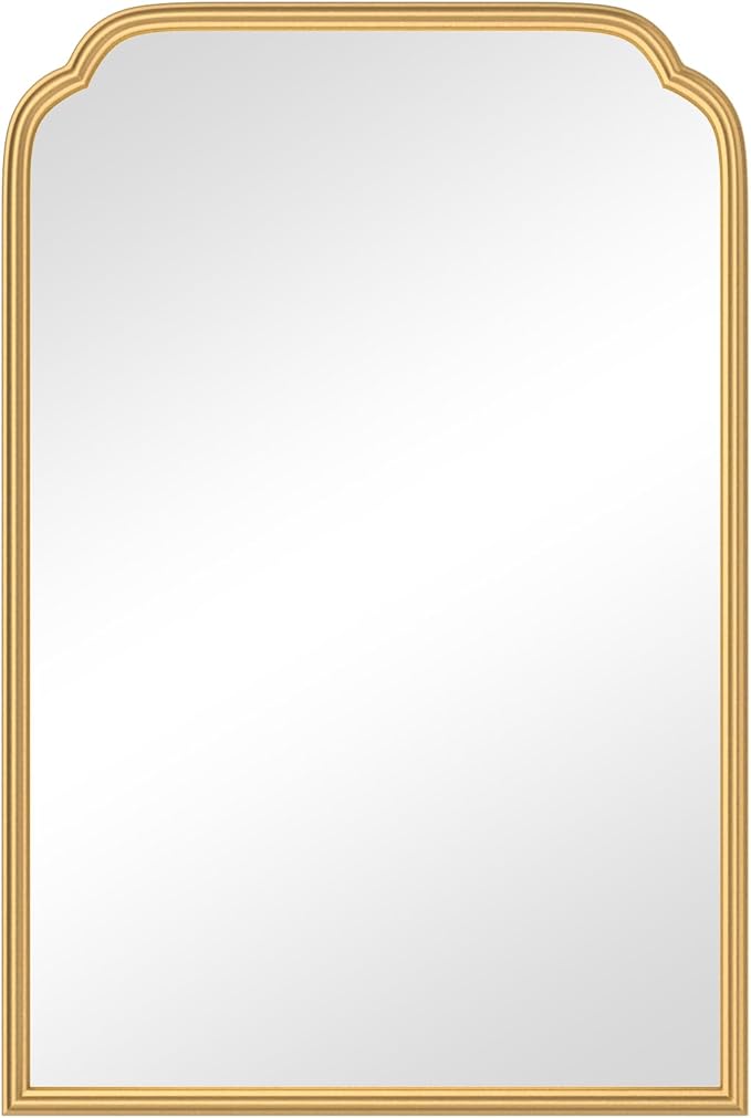 20X30 Inch Gold Bathroom Mirror for Wall, Modern Rounded Corner Rectangle Mirror with Non-Rusting Iron Metal Framed Bathroom Vanity Mirror for Over Sink Wall Decor(Tempered Glass)