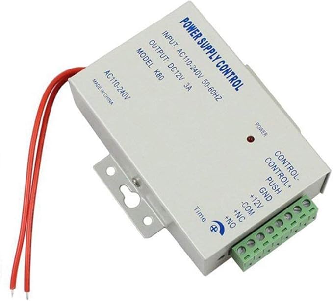 AMOCAM K80 Power Supply Control, AC 110-240V to DC 12V Power Supply for Door Access Control System, Video Doorbell, Electric Strike Lock, Bolt Lock, Magnetic Lock, Power Supply Controller