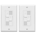 TOPGREENER Kalide Dual Load Dimmer Light Switch, Double LED Dimmer Switch, Full Range Dimming, Single Pole, Wall Plate Included, 120VAC,200W LED/CFL, Neutral Wire Not Required, TGDDS-W-2PCS, White