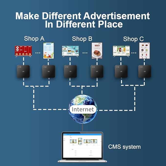 Lunzn Digital Signage Advertising Display Box Commercial AD Media Player for Restaruant Shopping Mall Marketing Business (YM05/1+8G)