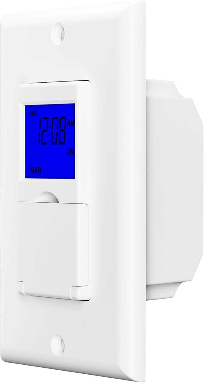 BN-LINK 7 Day Programmable Astronomical Timer Switch for Lights, Sunrise Sunset Programmable Light Switch Timer Indoor in Wall, Neutral Wire Required, Single Pole Only, ETL Listed