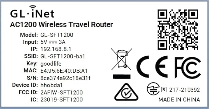 GL.iNet GL-SFT1200 (Opal) Portable WiFi Travel Router, Mini VPN Wireless Router for Fiber Optic Modem, Mobile Internet WiFi Repeater, Dual Band Openwrt Computer Routers, Home/Business/RV/Cruise