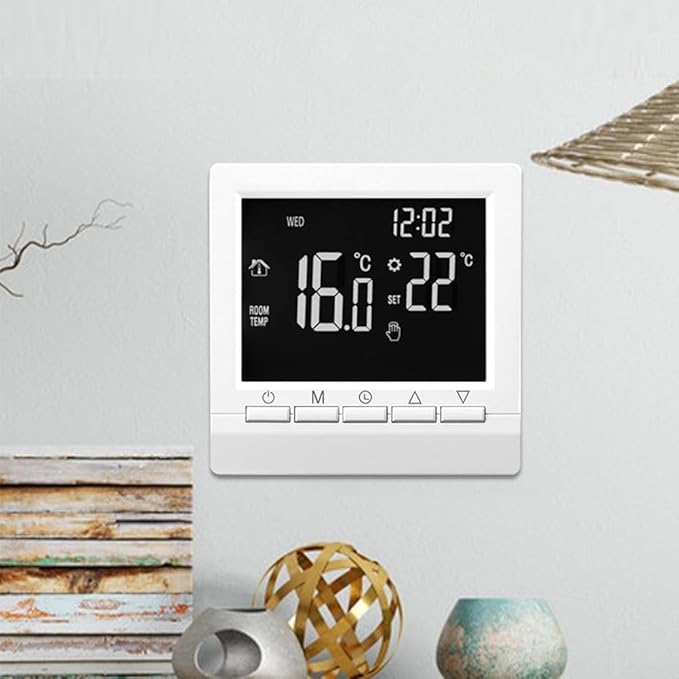 Wired Digital Room Thermostat With LCD Display Temperature Controller Programmable 5+2, 6+1, 7 Day Modes Boiler Temperature Controller Lock And Anti Freeze Features