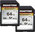 【5-Years Data Recovery】 GIGASTONE 64GB SD Card 2-Pack, 4K Camera Pro, UHS-I A1 by Gigastone