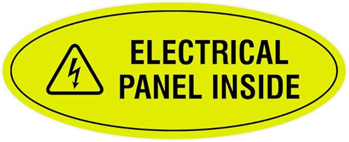 Signs ByLITA Oval Electrical Panel Inside Sign (Yellow/Black) - Small