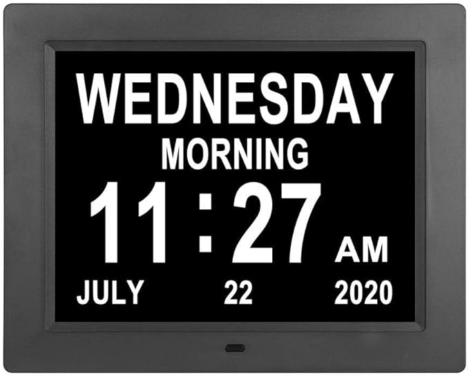 ybest Extra Large Day Date Time Digital Day of Week Clock 8 Alarm Option for Seniors Elderly with Impaired Vision Memory Loss Demenita Clocks