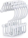 Shower Curtain Hooks, Goowin Shower Curtain Rings, Stainless Steel Shower Curtain Hooks Rust Proof Free Sliding Double Shower Hooks for Curtain, Shower Curtains & Liners (White)