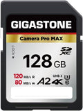【5-Years Data Recovery】 GIGASTONE 128GB SD Card, 4K Camera Pro MAX, UHS-I A2 4K by Gigastone