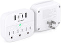 2 Pack Multi Plug Wall Outlet Splitter with USB, Non Surge Protector for Cruise Ship, Cruise Outlet with 3 Wall Outlets 4 USB Wall Charger(2 USB C), Small Travel Plug Adapter for Cruise,Travel,White