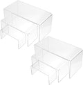 Chuangdi 2 Sets Acrylic Display Risers, Product Stand, Jewelry Display Riser Shelf Showcase Fixtures for Dessert Cupcake Candy Figure Treat Action Showcase(Clear,Large Set)