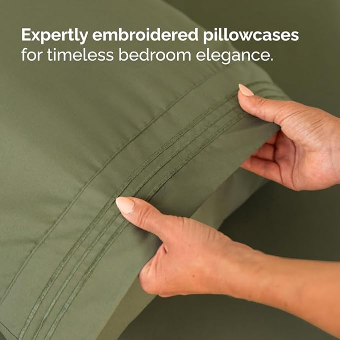 Split Head King Sheet Set – 4 Piece Flex Split Top King Sheets for Adjustable Beds - Fits 14” to 16" Mattress w/ Deep Pockets - Soft, Breathable & Cooling - Luxury Bedding & Wrinkle Free - Sage Green