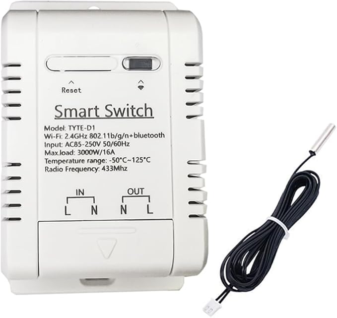 WiFi Temperature Controller Sensor Module Wireless Remote Control with Energy Consumption Monitoring, for Greenhouse, Homebrew, Climbing Pet Breeding, Incubator, Alexa Voice