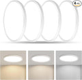 RLEDPZTX Led Flush Mount Ceiling Light,9 Inch 18w 1860lm,3000k/4000k/6000k 3CCT Selectable, Round Modern Flat Panel Super Slim Led Ceiling Light,for Living Dining Kitchen Bedroom Room (4Pack-White)