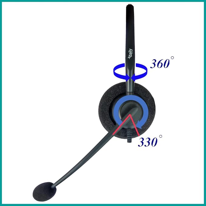 DailyHeadset RJ9 NC Mono Phone Headset for Analog Aastra Nortel Digium Polycom ShoreTel NEC Allworx Toshiba Phones Includes RJ9 and 3.5mm Adapter