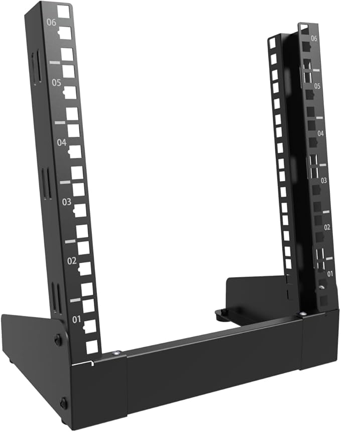 QiaoYoubang 6U Small Desktop Network Rack, 10 inch Mini Open Frame Desktop Cabinet for 10 inch Network, Servers, Audio, Video and Studio Equipment Free Standing Home Office Rack (6U)