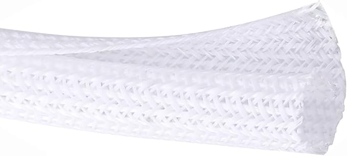 QCSIW 25ft – 3/8 inch White Split Wire Loom Tubing Cord Protector Cable Sleeve – Pet Cord Protector for Cat Chewing, for USB Power Cords Audio Video Wires