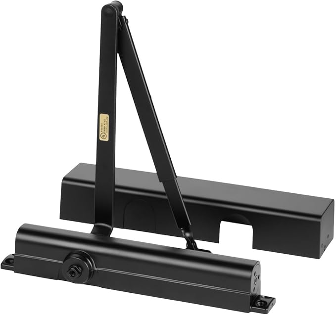 Dynasty Hardware Door Closer, Grade 1 Heavy Duty Commercial Hydraulic Closer, Self-Closing, Adjustable Spring Size 1-6, ADA Compliant, Surface Mount, Black, Series 8500