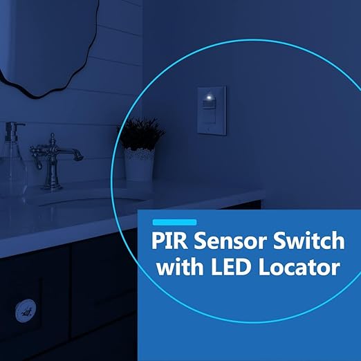 LIDER Motion Sensor Switch with Wall Plate, PIR Sensor Light Switch, Occupancy & Vacancy Modes, No Neutral Wire Required, 120V, 60Hz, 150W LED/CFL, Single Pole, LPS-1P-WWP2P, White, 2 Pack