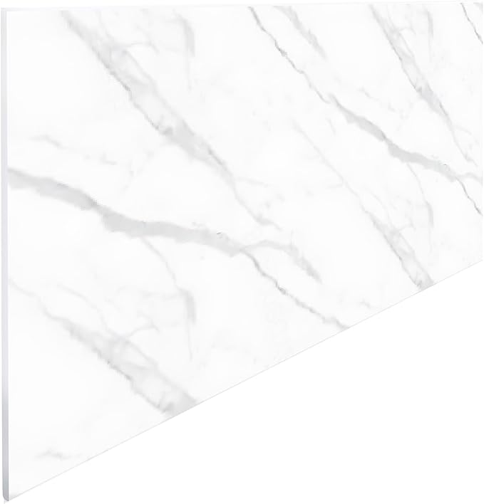 Dundee Deco Faux Marble Wall Panels - Sample - Glossy, Waterproof Indoor Wall Cladding - Off-White, Grey Veins - Sample 6" x 6"