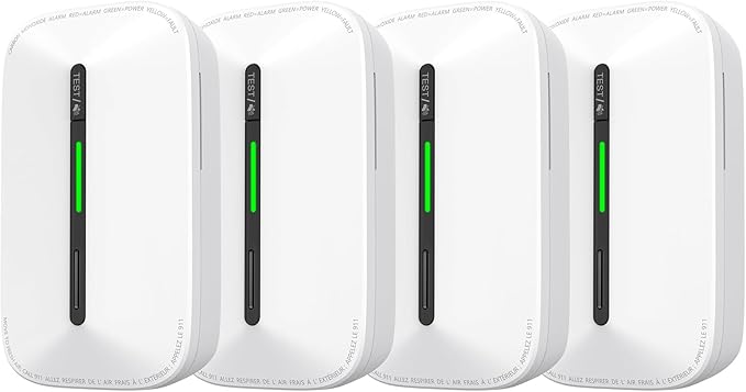 Siterlink Carbon Monoxide Detectors Plug in,10 Year Replaceable Battery Operated Co Monitor Alarm,Plug and Play Co Detector,Portable Carbon Monoxide Detector for Home,Traval,RV,Hotel GS846A 4 Pack