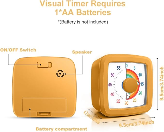 MEPHILIMIA Visual Timer Kids/Adults 60 Minutes Rainbow Countdown Timer Time Management Tool Desk with Large Screen Time Management Tool for Kitchen School Office