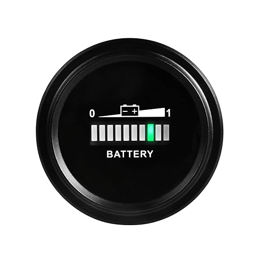 NinE-ROnG LED Battery Indicator Meter Gauge - Lead Acid 12V to 72V, Monitor Battery Level & Capacity for Golf Cart, Forklift, Star Car, Club Car