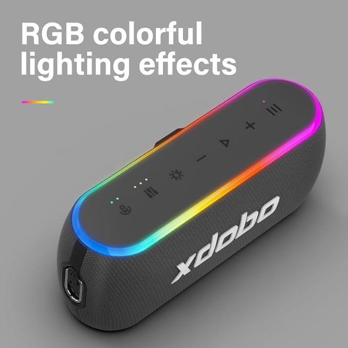 xdobo X8 Mini II Portable Bluetooth Speaker Small Bluetooth Speaker Waterproof IPX6 Computer Speakers Wireless with RGB Lights for Home/Outdoor/Party/Beach/Birthday Gift