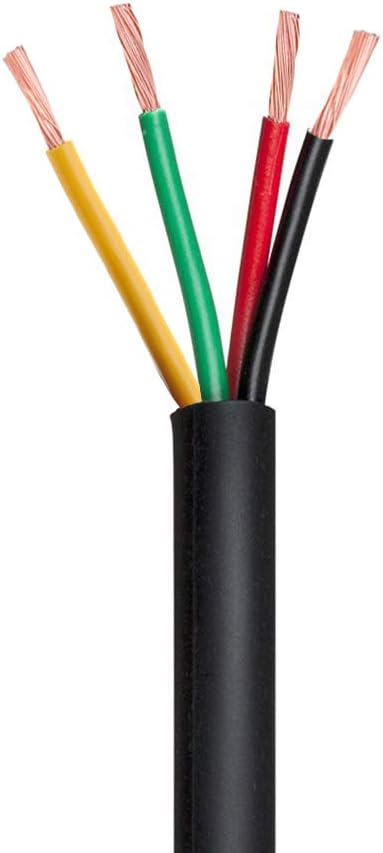 100FT 22 AWG Gauge Wire/Cable RVV 4 Conductor Bare Copper for Video Intercom/Video Doorbell Wire/Alarm Security Burglar, Extension Cord/Lines,Black Outer Jacket