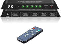 iArkPower 8K HDMI Switch 4 in 1 Out 4K@120Hz HDMI Switcher Support HDR10+, Dolby Vision, Dolby Atmos, VRR, ALLM, CEC