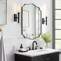 ANDY STAR Black Bathroom Vanity Mirror, 22x30 Irregular Wall Mirror, Scalloped Wall Mirror in Stainless Steel Metal Frame, Asymmetrical Mirror for Bathroom, Bedroom, Living Room, Mantel