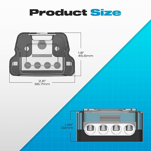 Distribution Block Car Audio, Malictele 4 Way 1x0/2/4 Gauge In 4x4/8 Gauge Out Power Distribution Block Ground Distributor Connecting Block for Car Amplifier Audio Splitter use in Vehicles Boats 2 PCS