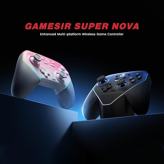 GameSir Super Nova Wireless Gaming Controller for PC/Switch/Switch 2/iOS/Android, 1000Hz Polling Rate, Hall Effect Stick & Trigger, Rubberized Grips, RGB Lighting, 1000mAh - Pink