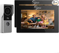ANJIELO SMART Wired Video Intercom System, Video Doorbell Door Phone System,WiFi 1080P HD Monitor, Night Vision,Dual-Way Intercom for Villa House Office Apartment (1 Bell +2 Monitor)