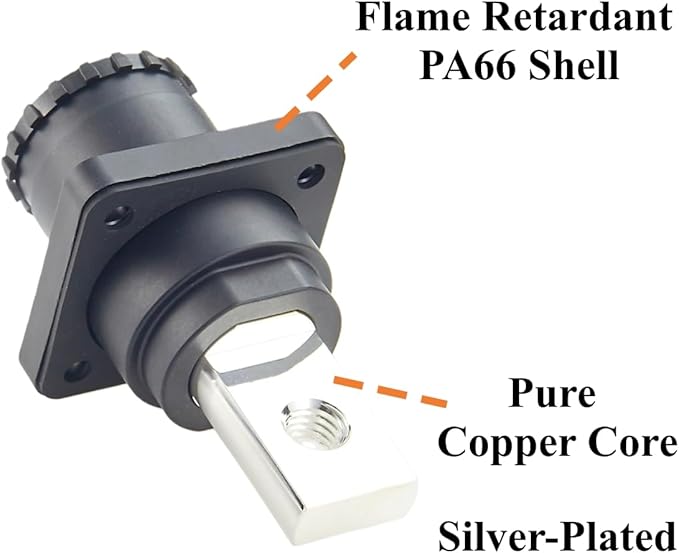 1 Set Battery Energy Storage Connector 350A 95mm² High Current HV Connectors Quick Plug Terminal Right Angle Plug and Socket IP67 Waterproof Power Adapter (Black, 350A)