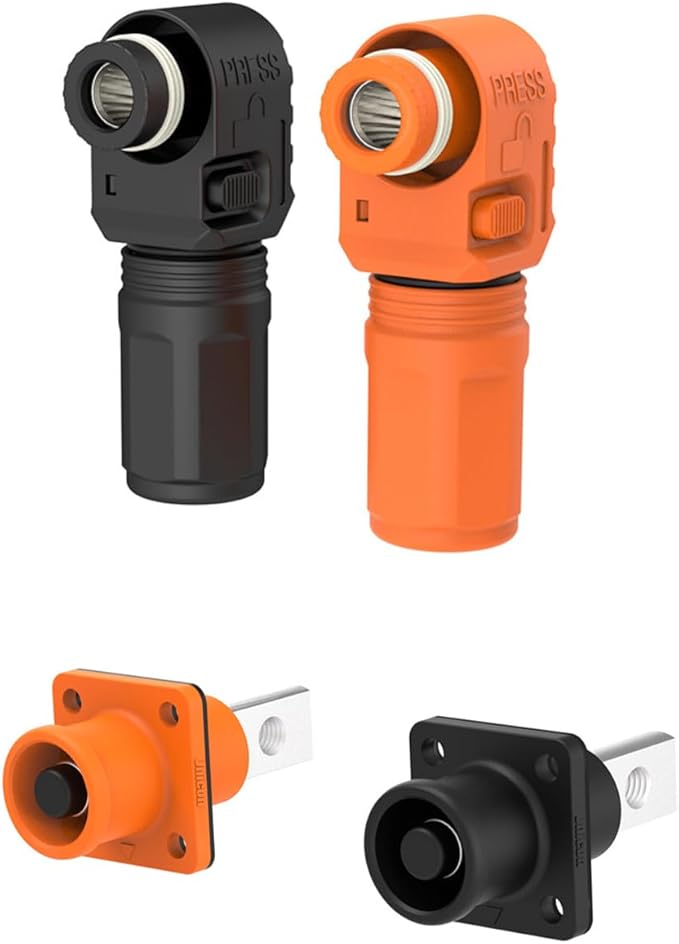 1 Set Battery Energy Storage Connector, 150A 35mm² High Current Connectors Quick Plug Terminal Orange Right Angle Plug and Socket IP67 Waterproof Power Adapter (150A, Orange)