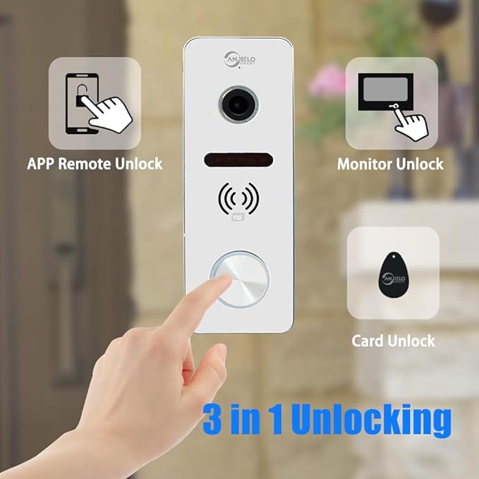 Wired Video Doorbell Intercom System 7 inch Monitor 1080P HD Camera Entry Doorphone Door Camera TUYA WiFi Smart Home Door Phone Kits for Apartment Home Villa (1 doorbell + 4 Monitor)