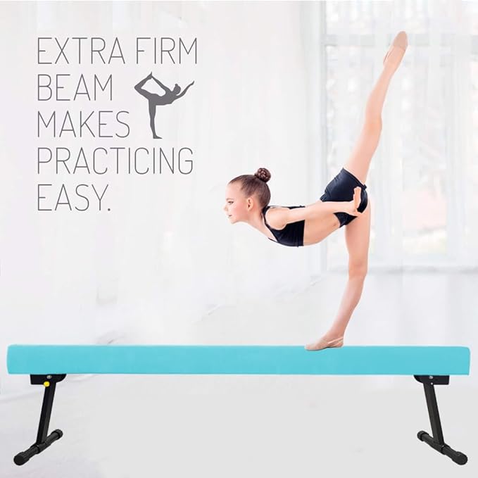 Adjustable&Foldable Gymnastics Balance Beam,6FT/8ft High-Low Level Floor Gymnastic Beam,No Tool Require, Gym Equipment for for Kids Children Girls Home Training