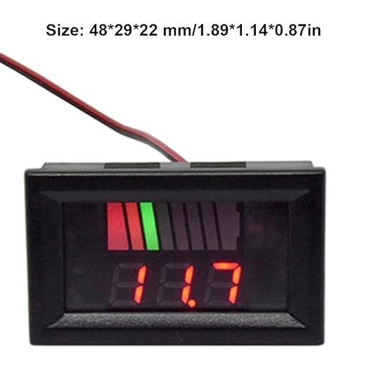 Battery Charge Level Indicator Universal Car Battery Capacity Meter Tester Checker 12V-72V Red Car Tester Motorcycle Checker Capacity Meter