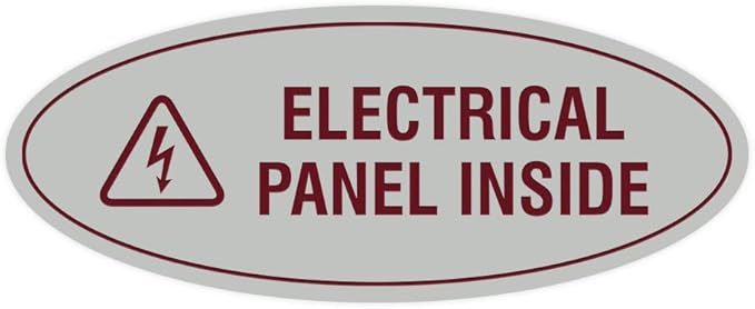 Signs ByLITA Oval Electrical Panel Inside Sign (Light Grey/Burgundy) - Small