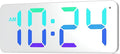 XUANZIT LED Digital Wall Clock with RGB Display, Mirror/White Surface, Big Digits, Auto-Brightness, Electric Wall Clock for Living Room, Bedroom, Kitchen, Office