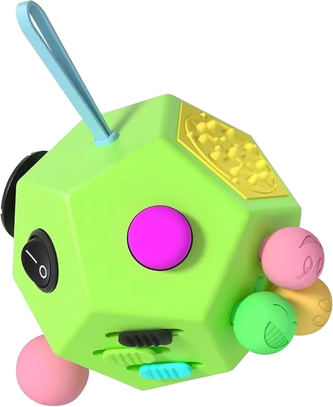 Fidget Dodecagon –12-Side Fidget Toys Cube Relieves Stress and Anxiety Anti Depression Travel Toy Christmas Stocking Stuffers Gifts for Children and Adults(B1 Green)